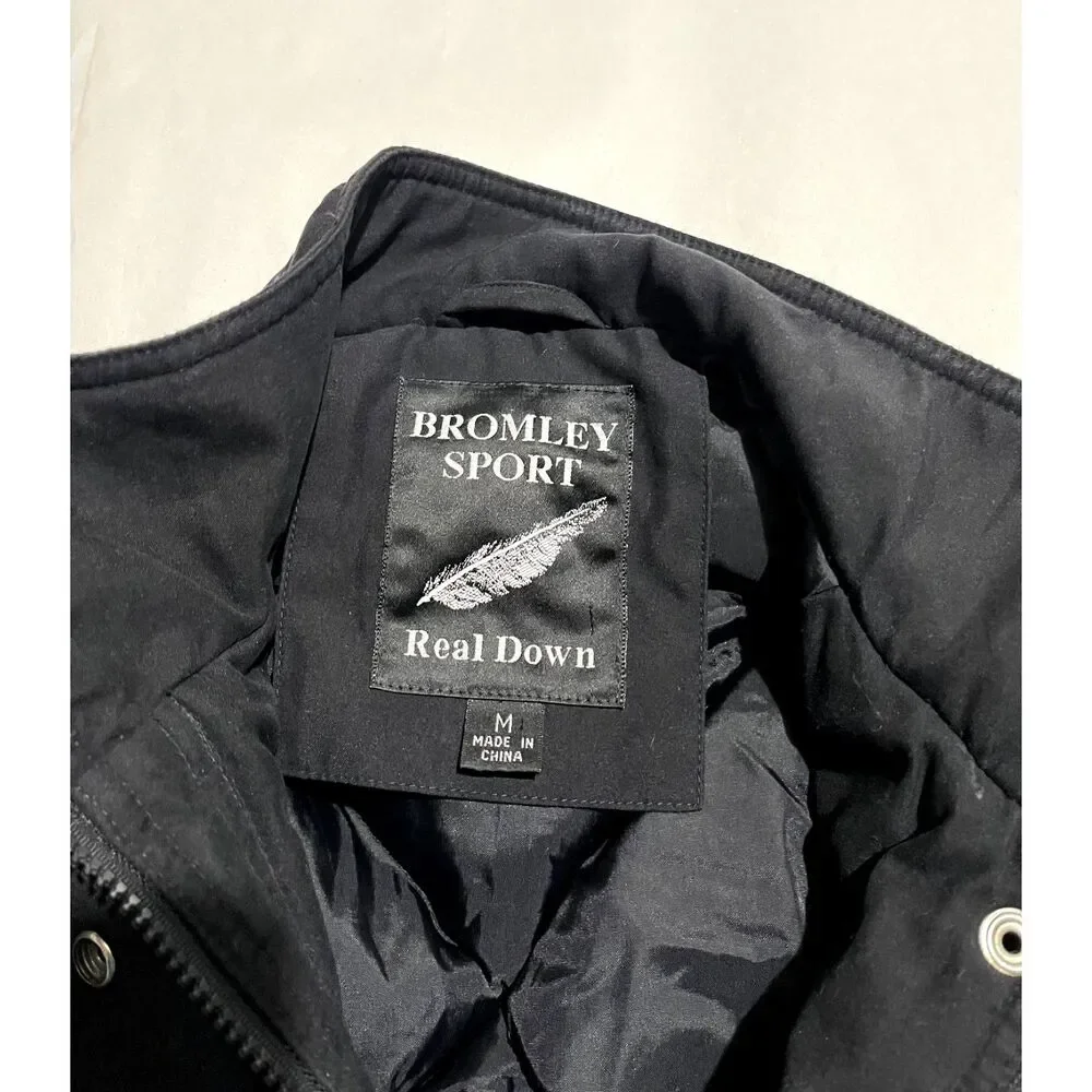 Bromley Sport real Down barn jacket black quilted liner winter warm womens M